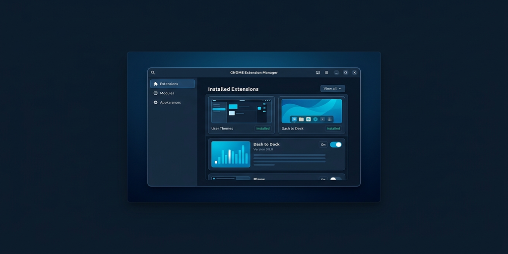 GNOME Extension Managerで拡張機能を管理する画面